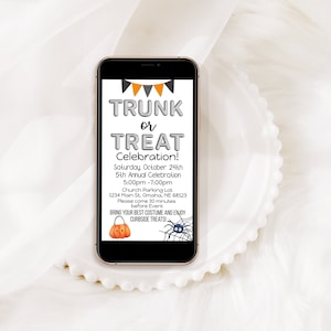 Trunk or Treat Halloween Electronic Invite Mobile Invite INSTANT DOWNLOAD