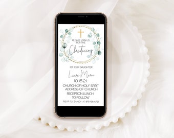 Mobile Phone Christening Invitation: Editable Digital Template