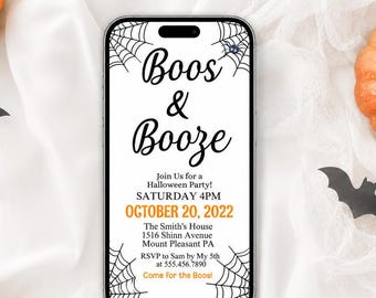 Boos and Booze Halloween Invitation: Editable Digital Party Card