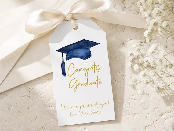 Graduation Gift Tag, Personalized School Colors (Editable Text)