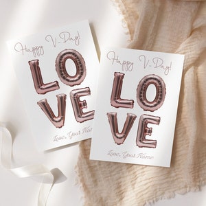 Liebe Folienballons Valentine Tag, bearbeitbar, Valentines, druckbare Karte INSTANT DOWNLOAD