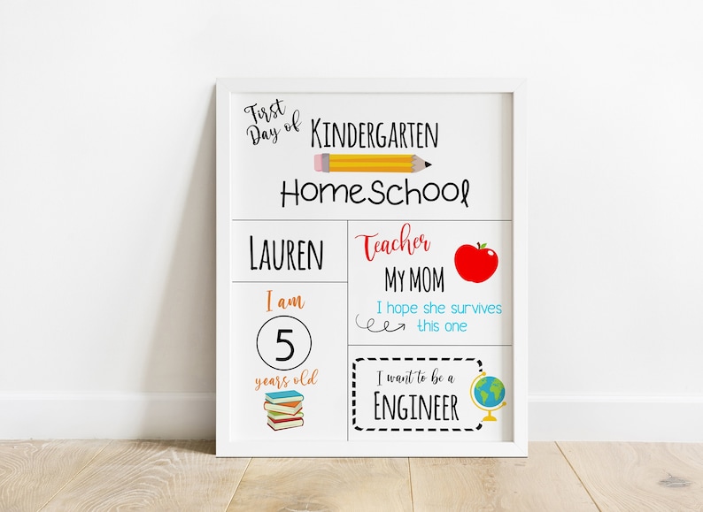 First Day School Sign: Editable Printable Photo Prop - Kids Decor image 1