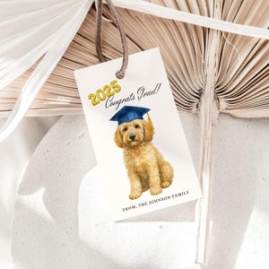 Editable Canva GoldenDoodle Graduation Poodle Labradoodle Dog Mom Gift Tag