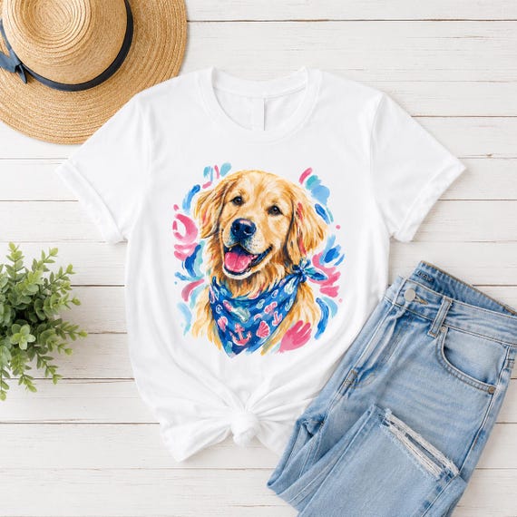 Golden Retriever PNG, Coastal Dog Shirt Design, Beach Sublimation Clipart