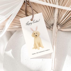 Editable GoldenDoodle Poodle Labradoodle Easter Ears Canva Gift Tag Instant Download