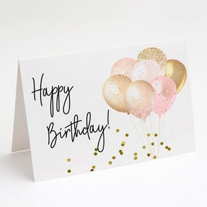 Happy Birthday Printable Card Greeting Card Editable Pink Glitter 5x7 ...