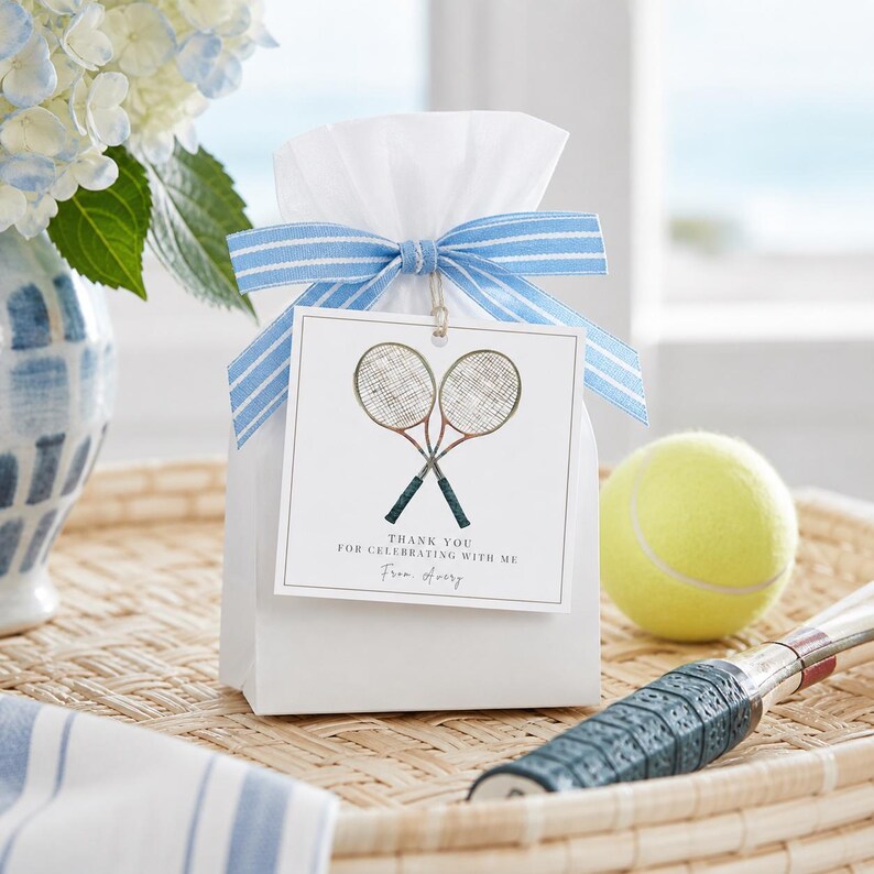 Editable Tennis Favor Tags - Vintage Watercolor Crossed Rackets - Etsy