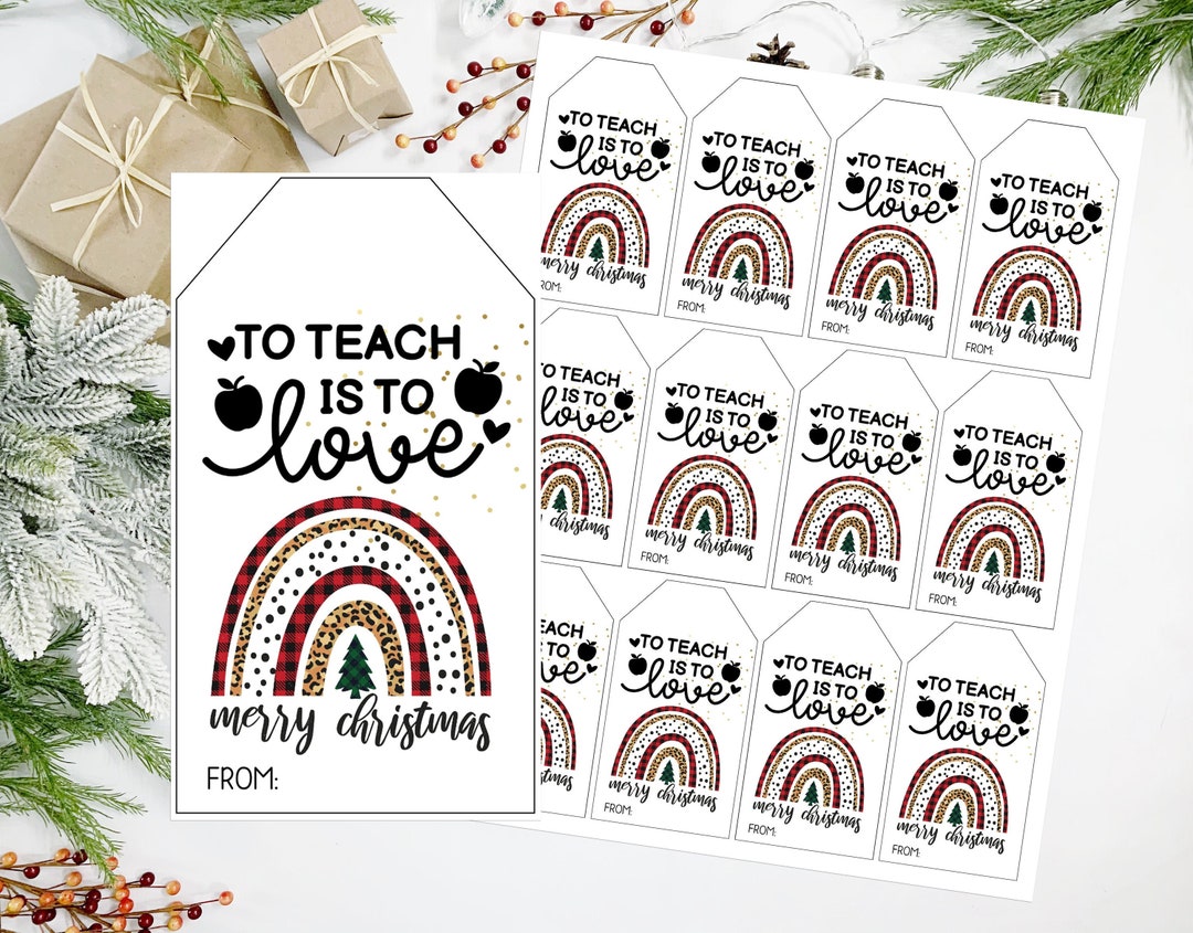 Teacher Christmas Gift Tags - Editable Rainbow Holiday Labels - Etsy