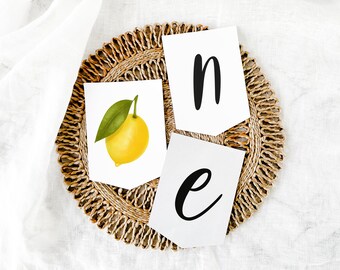 Lemon First Birthday Banner, High Chair Flags (Printable PDF Download)