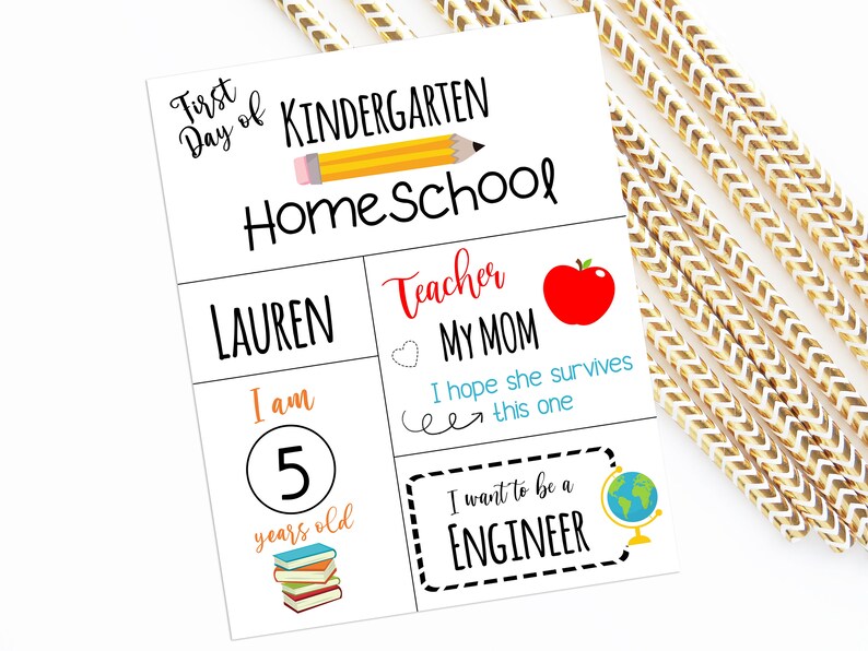 First Day School Sign: Editable Printable Photo Prop - Kids Decor image 3
