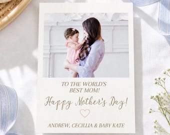 Mother's Day Card Template: Personalized Photo Design (Instant Download)