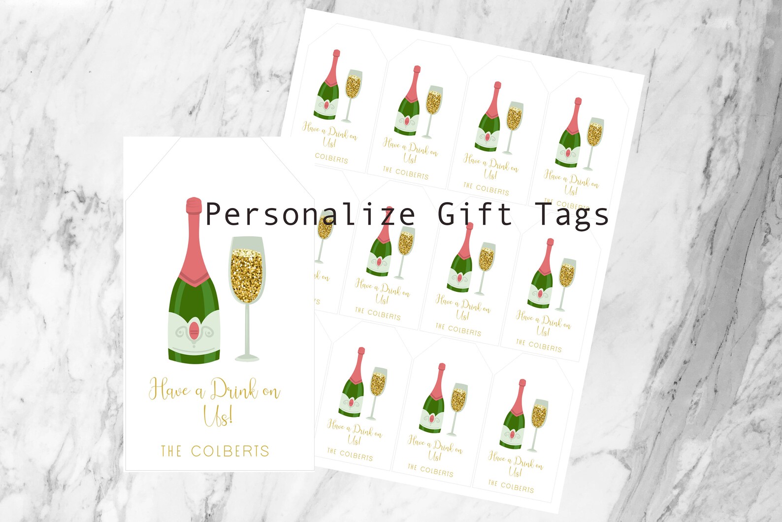 Printable Wine Gift Tag Champagne Personalized Gift Tag Thank - Etsy