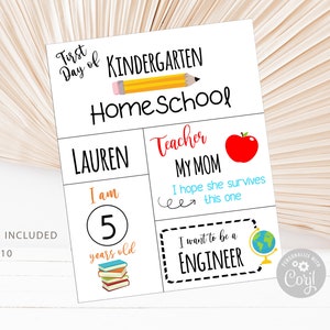 First Day School Sign: Editable Printable Photo Prop - Kids Decor image 2