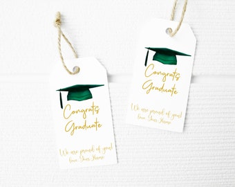 Printable Graduate Gift Tag Personalized Graduation Gift Tag Thank You Editable Sticker INSTANT DOWNLOAD