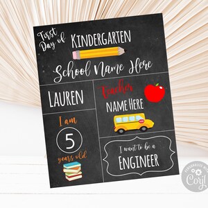 Back to School Chalkboard Kids Printable Sign First Day of School Editable INSTANT DOWNLOAD