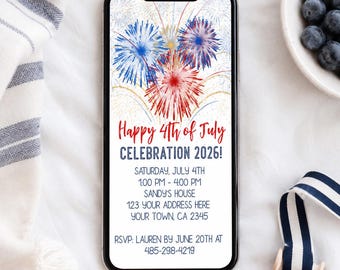 Digital inbjudan till 4 juli - redigerbar amerikansk flaggdesign