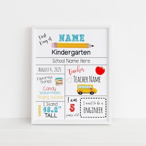 Back to School Kids Printable Sign First Day of School Editable INSTANT DOWNLOAD