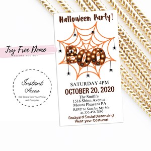 Boo Halloween Invitation: Editable Kids Party Invite (digital Download ...