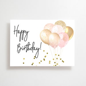 Happy Birthday Printable Card Greeting Card Editable Pink Glitter 5x7 ...