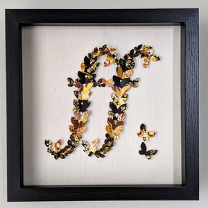 Fortissimo Butterfly Art, Mother&#39;s day gift Music,Wall Art, Black and Gold, Japanese Washi Art, Origami Art, 10&quot;x10&quot;x2, Gift, Free Shipping,
