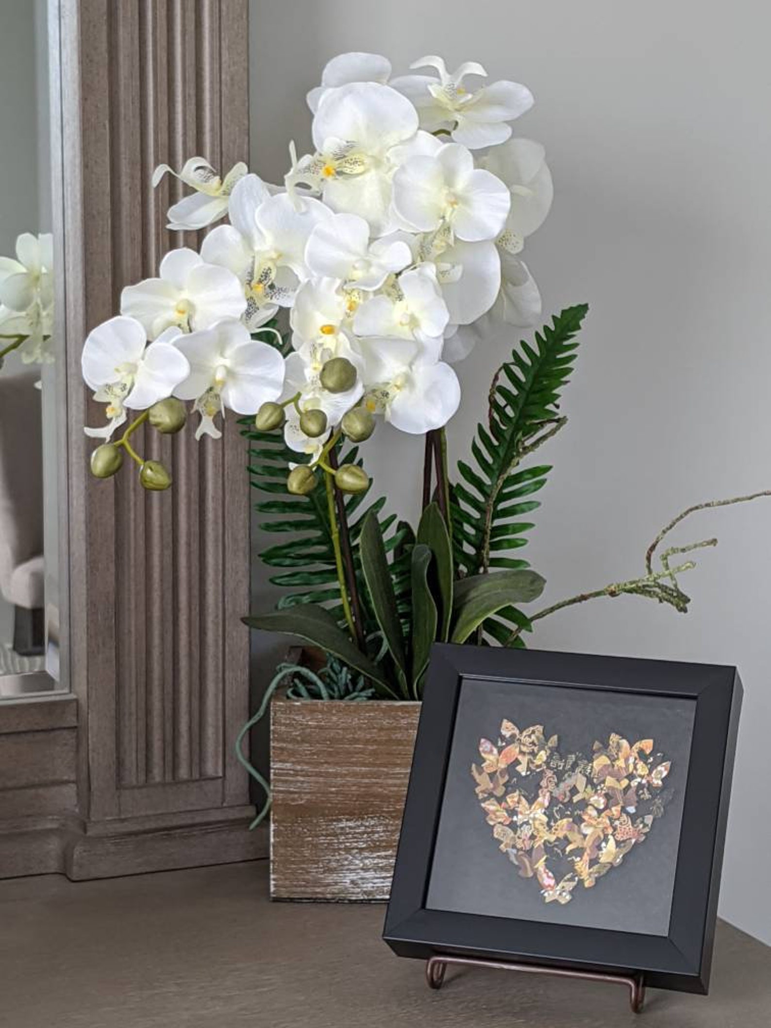 Black and Gold 3D Butterfly Art, Heart, Wall Art, Home Decor, Japanese