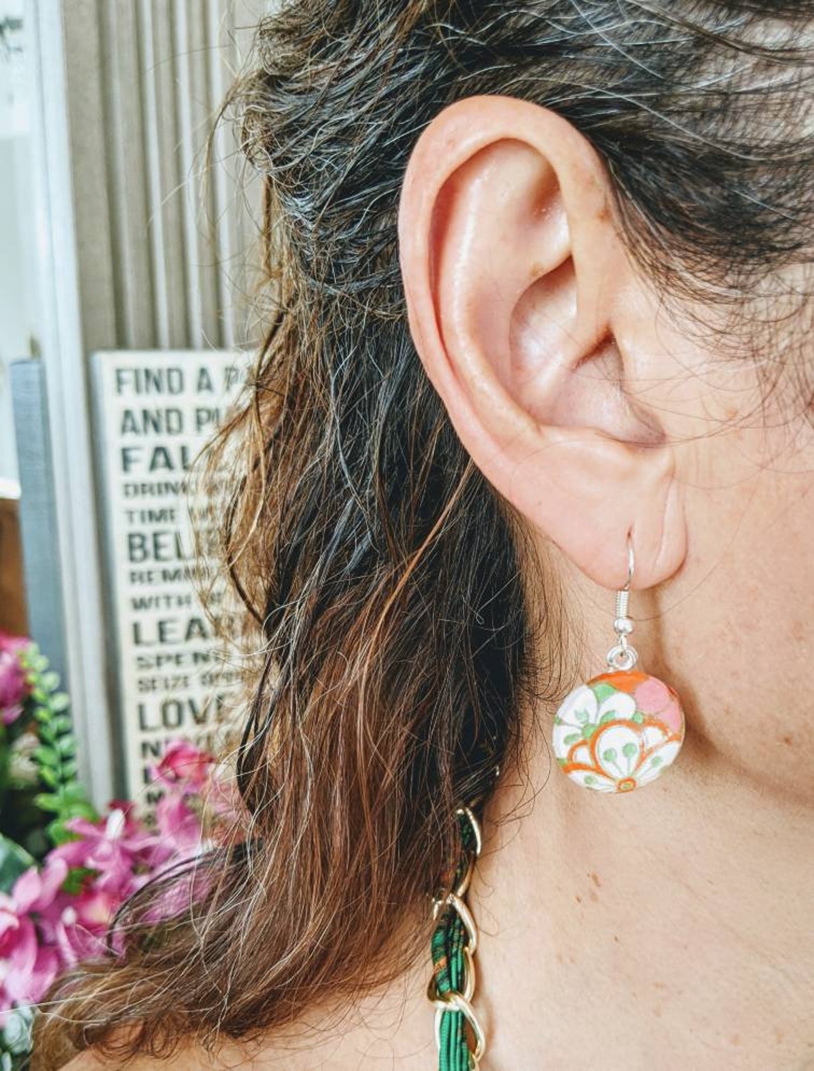 Earring, Japanese Earing, Oriental Earrings, Beautiful Earring, Yuzen