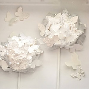 White 3D Butterfly Art, Allium, Wall Art, Washi , Home Decor, Japanese Rice Paper, mother&#39;s  day gift, Origami,  7&quot;x7&quot;x1.5&quot;, Free Shipping