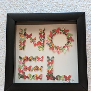 ¡Oferta! Arte de mariposas 3D de Navidad, washi, decoración navideña, arte de papel de arroz japonés, arte de origami, arte enmarcado, regalo único, envío gratis