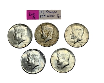 KENNEDY Half Dollar Coins - Lot of 5 - 40 Percent Junk Silver 1967 1968