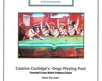 Orenco Cassius Coolidge's Dogs Playing Pool Cross Stitch Pattern Chart