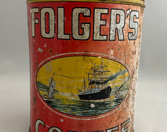 Vintage Folgers Coffee Tin Can 1930's Etsy