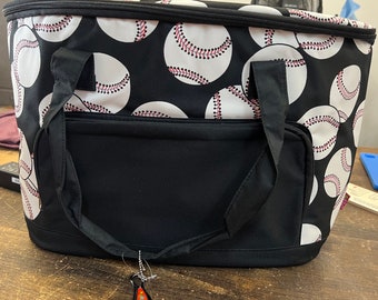 Personalized Baseball Print Cooler Bag, Monogrammed Shoulder Bag