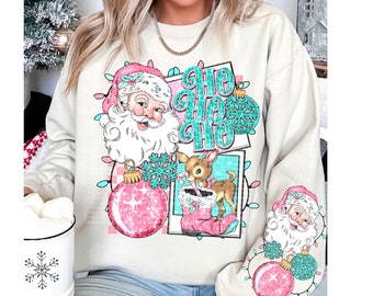 Christmas Vintage Santa Sweatshirt, Ho Ho Ho sweatshirt, Gift for her, Funny Sweatshirt, Women's Sweater