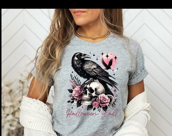 Pink & Black Halloween Ya’ll Crow Tee