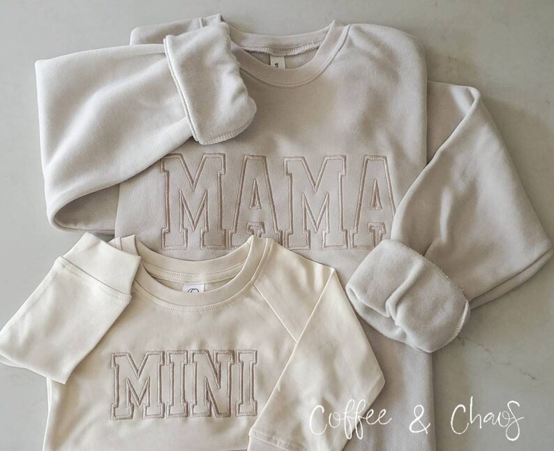 MAMA Neutral Embroidered Sweatshirt Unisex Sizing Oversized image 3