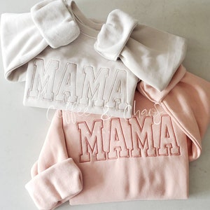 MAMA Neutral Embroidered Sweatshirt Unisex Sizing Oversized image 1