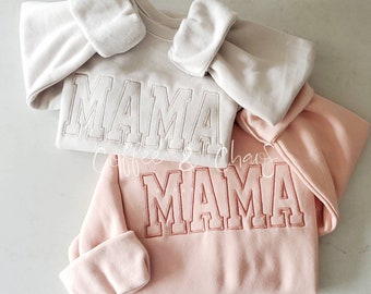 MAMA Neutral Embroidered Sweatshirt- Unisex Sizing- Oversized