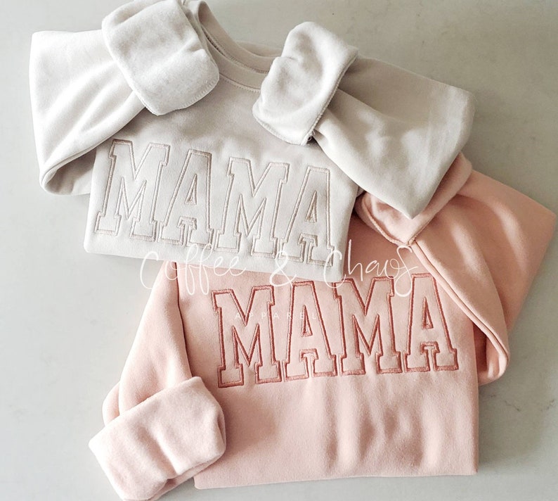 MAMA Neutral Embroidered Sweatshirt Unisex Sizing Oversized image 1