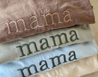 Custom Embroidered Short Sleeve T-shirt- Unisex- MAMA- Neutral