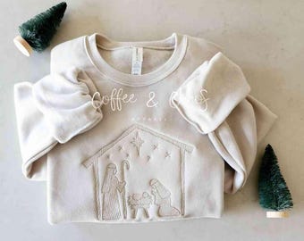 Christmas Neutral Embroidered Sweatshirt- Unisex Sizing- Oversized