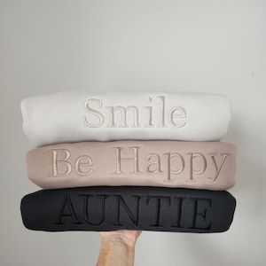 Custom Neutral Embroidered Sweatshirt- Mama- Dad- Grandma- Bride- Personalized- Unisex Sizing- Oversized