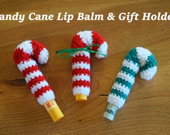 Crochet Candy Cane Lip Balm & Gift Holder Pattern