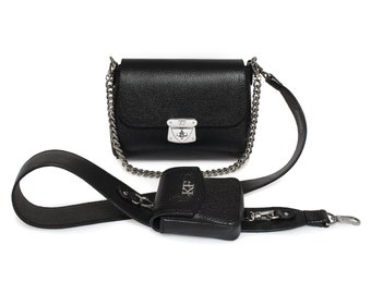 Leather Cross body Bag, Black Leather Shoulder Bag, Women's Leather Crossbody Bag, Leather bag KF-3854