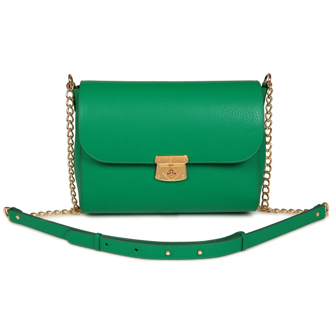Leather Crossbody Bag Green Leather Shoulder Bag Women's Etsy