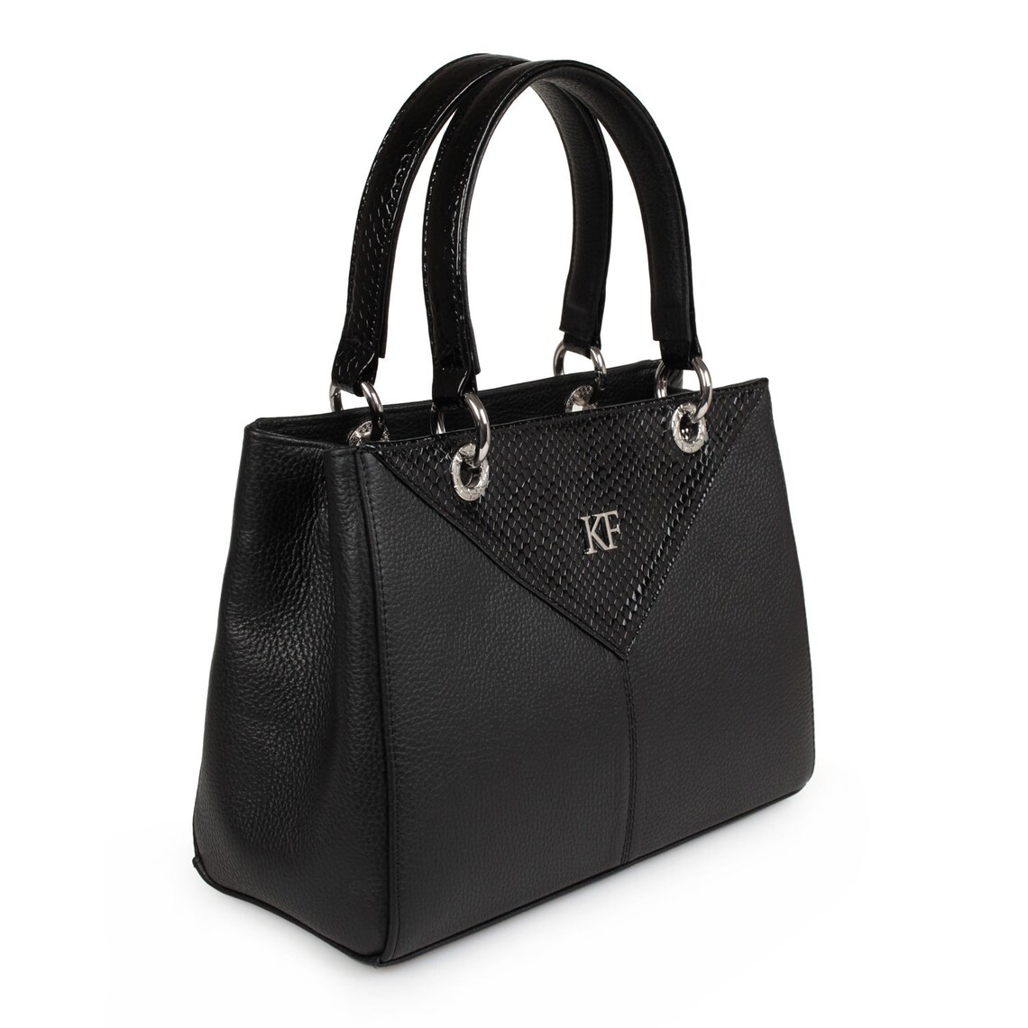 Leather Top Handle Bag Black Leather Handbag Top Handle Etsy