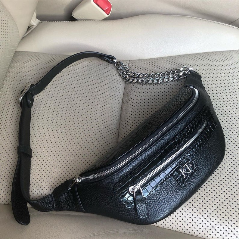 Leather Women's Banana Bag Black Leather Banana Bag Etsy