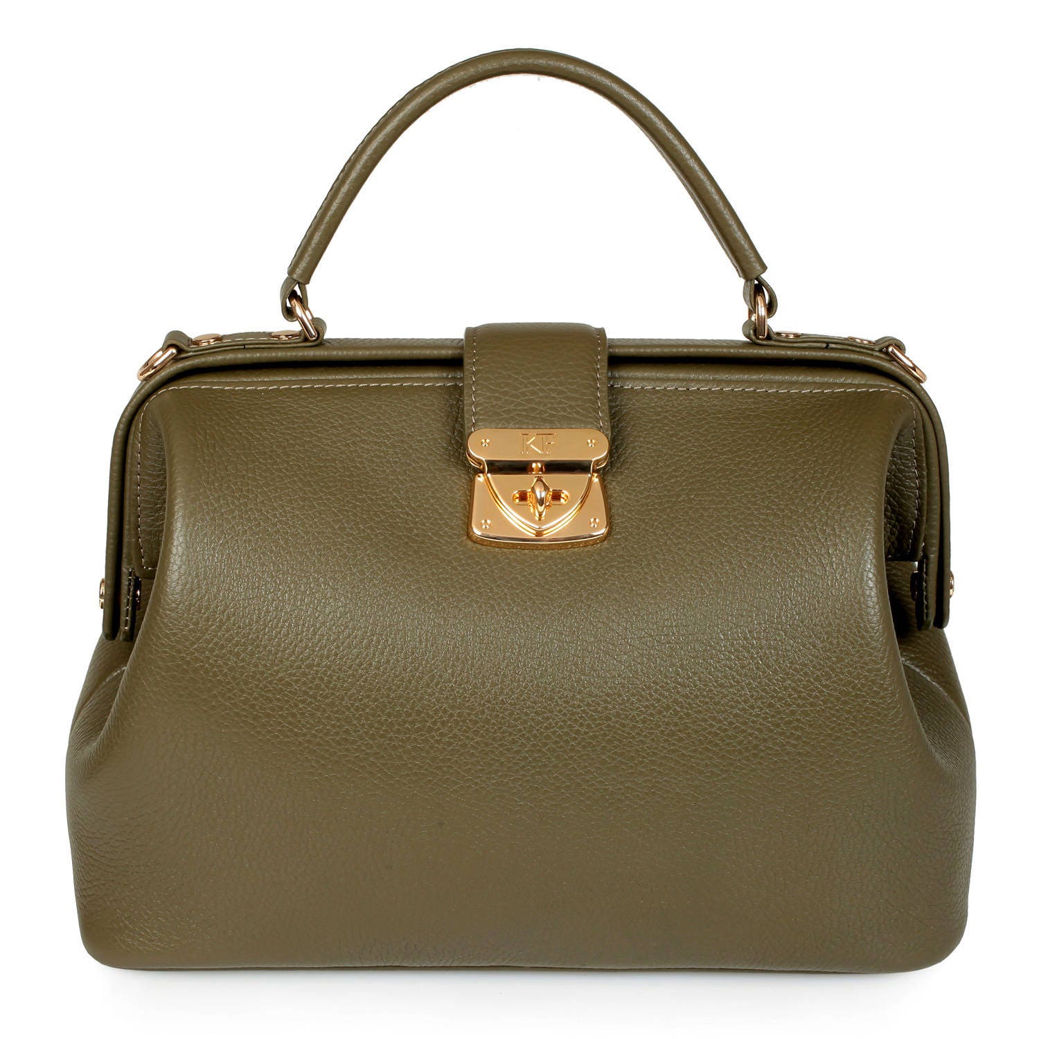 Leather doctor bag for women Olive Leather Handbag Top | Etsy