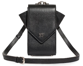 Leather Cross body Bag, Black Leather Shoulder Bag, Women's Leather Crossbody Bag, Leather bag KF-3633