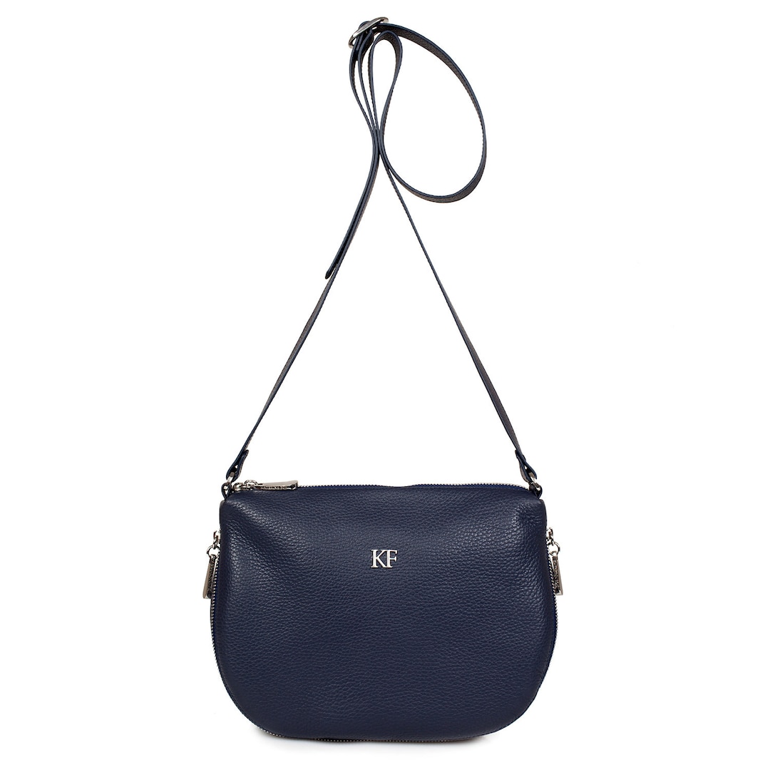 Leather Cross Body Bag Dark Blue Leather Shoulder Bag Etsy