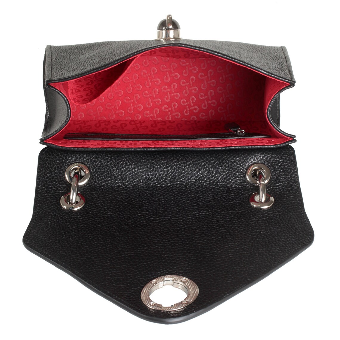 Black Glazed Leather Top Handle Bag